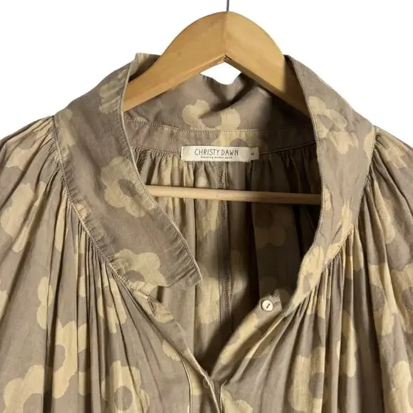 Christy Dawn The Rumi Mocha Daisy Beige Block Floral Print Maxi Dress Size XL - Picture 7 of 16